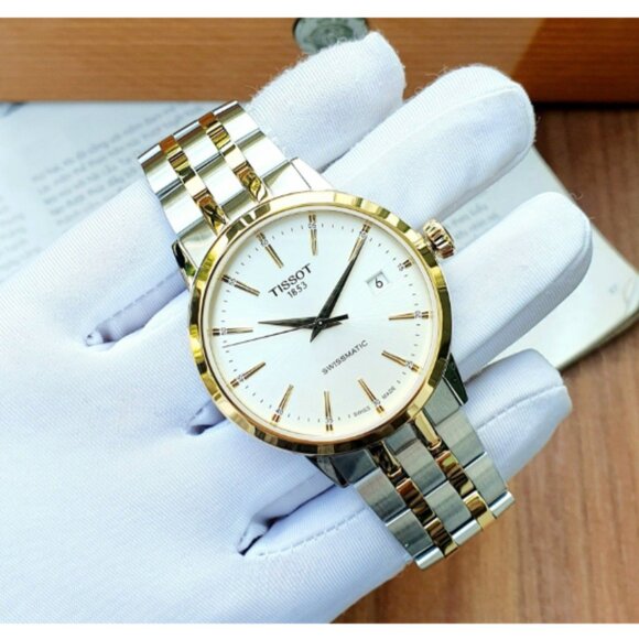 Mens 42mm Tissot Gold Accent Two Tone Watch NEW - Picture 3 of 6